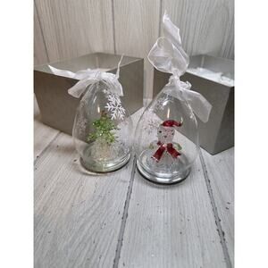 Spun Blown Glass Lighted Ornament Snowman Christmas Tree Changes Color Gift Box